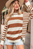 Black Stripe Drop Shoulder Sleeve Patchwork Baggy Sweater by Wild and Free Boutique
