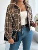 Classic Plaid Button Up Long Sleeve Jacket Women Cozy Trendy Everyday Wear Simple Jacket by Stevvex