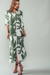 Tropical Palm Leaf Button-Down Midi Dress - Resort and Spring Collection