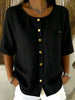 Crew-Neck 3/4 Sleeve Shirt with Metal Buttons – 7 Colors, S–3XL by FitiqueFit