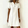 Women's Printed Button-Up Stand Collar Midi Dress – 3/4 Sleeve Loose Fit by FitiqueFit
