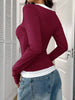 Contrast Long Sleeve Fake Two-Piece T-Shirt by Simply Love