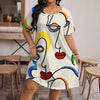 Women’s Casual Printed Round Neck Short Sleeve Dress by FitiqueFit