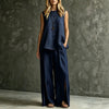 Women's Loose Sleeveless Tank Top & Slit Wide-Leg Pants Two-Piece Set by FitiqueFit