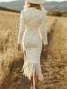 Fringe Hem Slit Midi Dress by Wild and Free Boutique