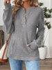 Ribbed Button Detail Long Sleeve T-Shirt by Simply Love