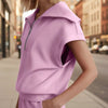 Half-Zip Lapel Sweatshirt & Shorts Two-Piece Set | 6 Colors by FitiqueFit