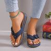 Flower Toe Post PU Leather Sandals