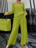 Solid Color Long Sleeve Top & Pants Two-Piece Travel Set by FitiqueFit