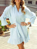 Blue Lightweight Ruffled Striped Mini Dress Chic Playful Dress for Women Charming Design Dress by Stevvex