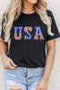 USA Round Neck Short Sleeve T-Shirt by Simply Love