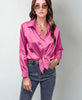 Women’s Satin Lapel Button-Down Blouse by FitiqueFit