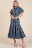 Natural Leaf Pattern Eyelet Lace Puff Sleeve Dress For Women – Elegant and Feminine Eyelet Lace Dress with Puff Sleeves by Stevvex