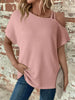 Asymmetrical Neck Short Sleeve T-Shirt by Simply Love