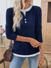 Ribbed Knit Long Sleeve Henley T-Shirt by Simply Love
