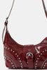 Fame Faux Leather Studded Crossbody Bag Western Hobo