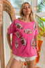 BiBi Game Day Sequins Patched Half Sleeves Top by Wild and Free Boutique
