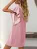 Ruffled Round Neck Short Sleeve Dress Feminine Simple Classic Dress Breathable And Comfy Dress by Stevvex