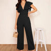 Women's Elegant High-Waist Ruffle Trim Jumpsuit | 3 Colors S–XL by FitiqueFit
