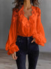 Lace-Panel Puff Sleeve Pleated Ruffle Shirt | Ballet Style by FitiqueFit