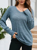 V-Neck Textured Knit Long Sleeve T-Shirt by Simply Love