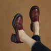 Women’s Vintage Chunky Heel Leather Shoes – Retro Style by FitiqueFit