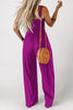Peacock Blue Smocked Square Neck Sleeveless Jumpsuit with Pockets by Wild and Free Boutique