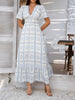 Elegant Printed V-Neck Short Sleeve Maxi Dress Beautiful Casual Women Long Dress by Stevvex