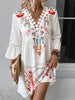 Exquisite Summer Feminine Lace Detail Printed Dress Chic Midi Lightweight Dress by Stevvex