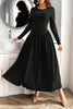 Ruched Round Neck Long Sleeve Dress Chic & Figure-Flattering Dress For Women Luxury Black Dress by Stevvex