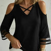 Women’s Off-Shoulder Cross Collar Long Sleeve Top by FitiqueFit