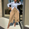 Women's Solid Color Cotton Wide Leg Cropped Pant by FitiqueFit