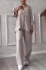 Wide-Leg Pants & Lace-Up Top Two-Piece Set – Solid Color, 12 Colors S–5XL by FitiqueFit