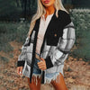 Women's Notch Lapel Check Print Long Sleeve Shirt by FitiqueFit