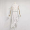 Embroidered Flower Top Ruffled Patchwork Long Dress Suit Women