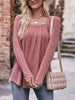 Pleated Square Neck Long Sleeve T-Shirt by Simply Love