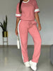 Women's Color-Block Contrast 2-Piece Outfit – Top & Pants Set by FitiqueFit