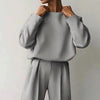 Women’s Solid Color 2-Piece Set – Long Sleeve Top & Pleated Pants Loungewear by FitiqueFit