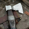 Viking Bearded Axe with Norse Engraved Blade and Leather Sheath by JW SteelCrafts