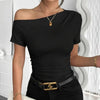 Women’s Y2K Ruched One-Shoulder Summer Top – Slim Fit Asymmetrical Shirt