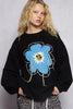 POL Floral Pattern Round Neck Sweater with Exposed Stitching by FitiqueFit