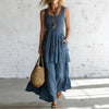 Women's Cotton Linen Sleeveless Loose Maxi Dress by FitiqueFit