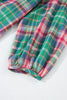 Plaid Collared Neck Three-Quarter Sleeve Shirt