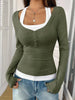 Contrast Long Sleeve Fake Two-Piece T-Shirt by Simply Love