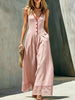 Women's Lace-Spliced Jumpsuit with Pockets – Sleeveless, High Waist, Straight Leg by FitiqueFit