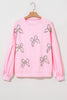 Light Pink Sweet Bow Lantern Sleeve Oversized Pullover Sweatshirt by Wild and Free Boutique