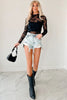 Apricot Pink Mock Neck Floral Lace Mesh Long Sleeve Top by Wild and Free Boutique