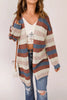 Dark Blue Color Block Striped Cut Out Knit Cardigan by Wild and Free Boutique