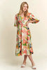 New Summer Floral V-Neck Puff Sleeve Midi Dress For Women – Feminine, Charming, Elegant, Eye-Catching, Perfect for Any Occasion by Stevvex