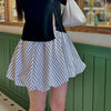 Striped Fluffy Bud High Waist Skirt